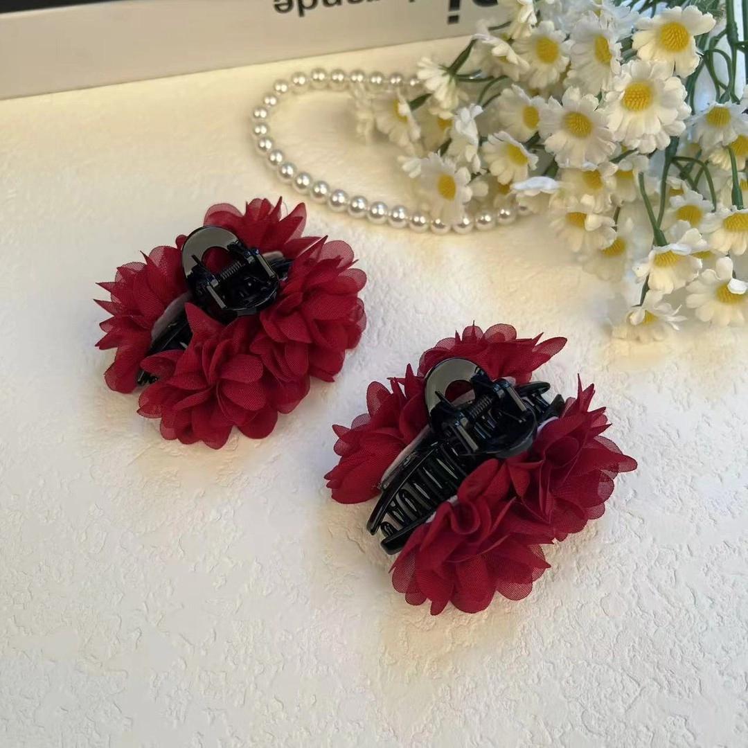 Flower clipper, rose clipper, updo, hairpin, bangs, side clipper, 7Cm French laid-back style, semi-tied hairpin clipper Specification image