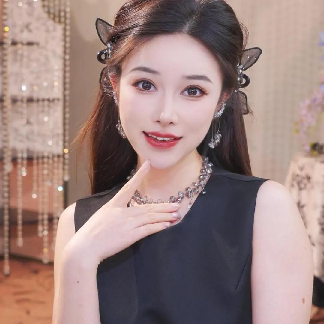 Summer new original designer style tulle tulle bangs clips