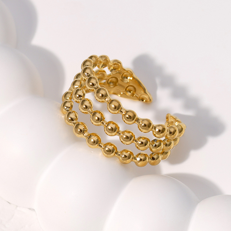 خاتم مصنوع من الفولاذ الذهبي والفولاذي اللون YyKK008. Item Picture