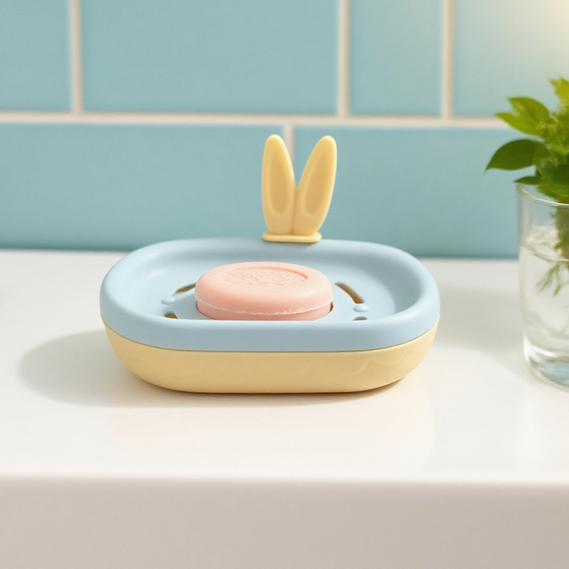 G28-2955 wall-mounted soap box, double-layer detachable, easy to clean, with rounded corners, no need for drilling, no marks, and can be attached to the soap box Application Scenario