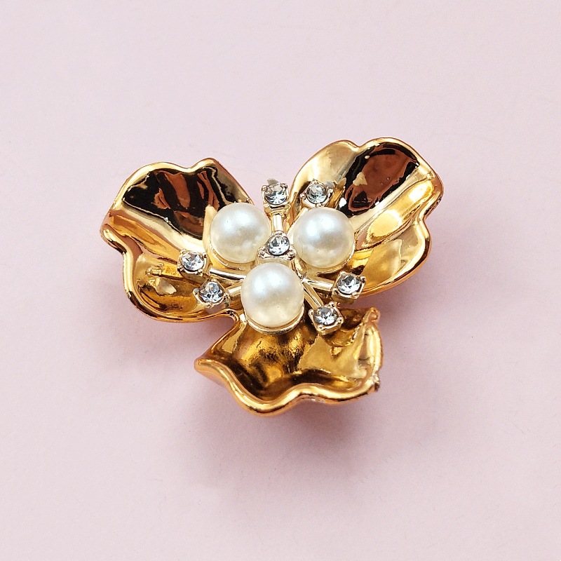 Handmade diy ancient costume bride folding fan plastic imitation pearl flower three-dimensional flower pearl inlaid diamond jewelry accessories detail image 11