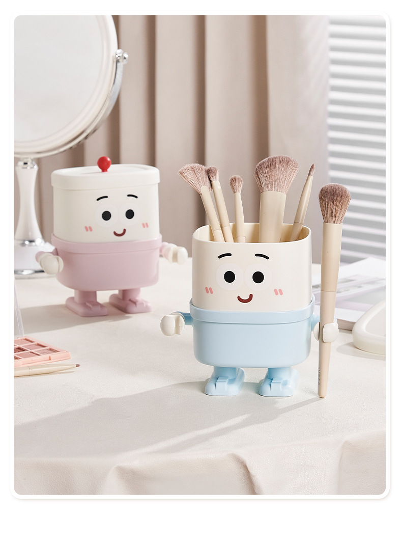 S81-SF-391 Cartoon desktop pen holder, creative home makeup brush storage box, large-capacity office stationery detail image 8