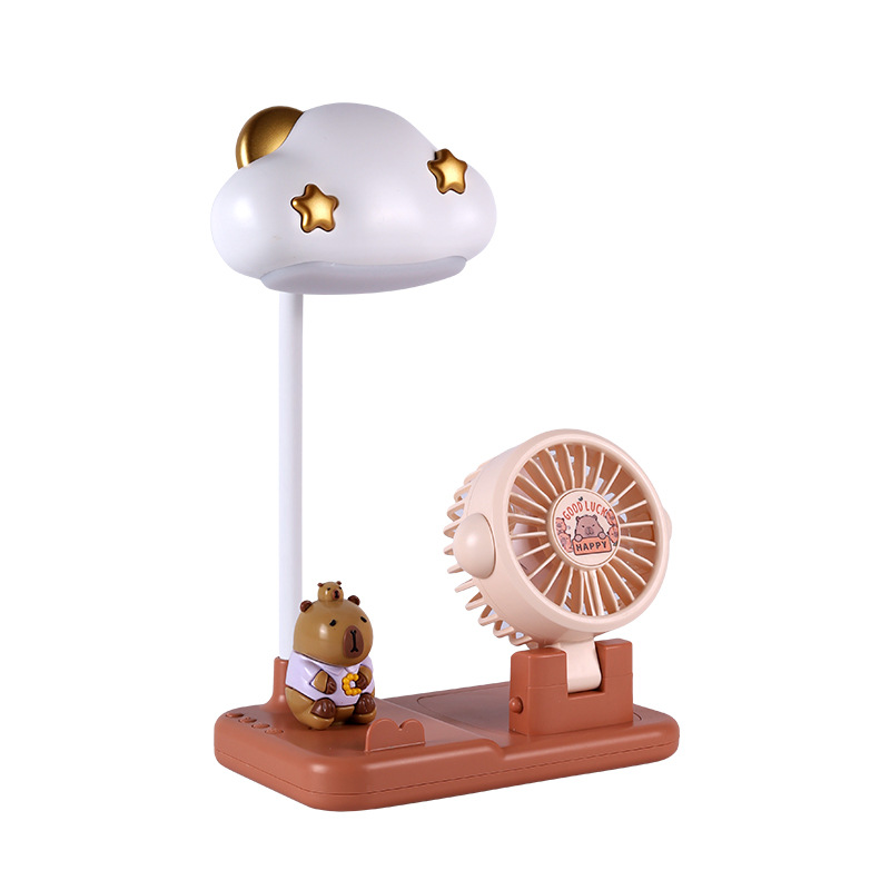 新款充电台灯风扇二合一桌面床头卧室专用儿童阅读灯跨境