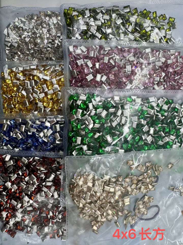 Nail art zircon beveled flat bottom three-dimensional super shiny accessory champagne sparkling nail mini diamond super decorative 4*6 rectangular wearable nail detail image 3