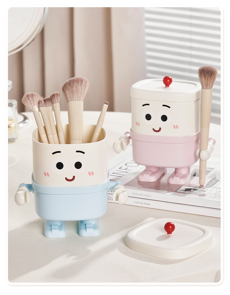 S81-SF-391 Cartoon desktop pen holder, creative home makeup brush storage box, large-capacity office stationery detail image 10
