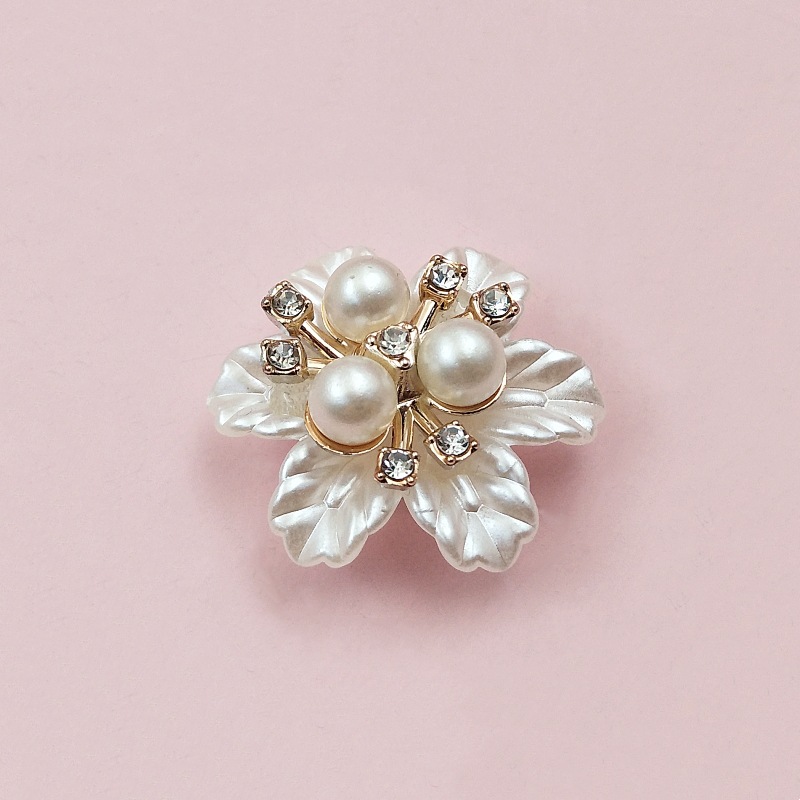 Handmade diy ancient costume bride folding fan plastic imitation pearl flower three-dimensional flower pearl inlaid diamond jewelry accessories detail image 9