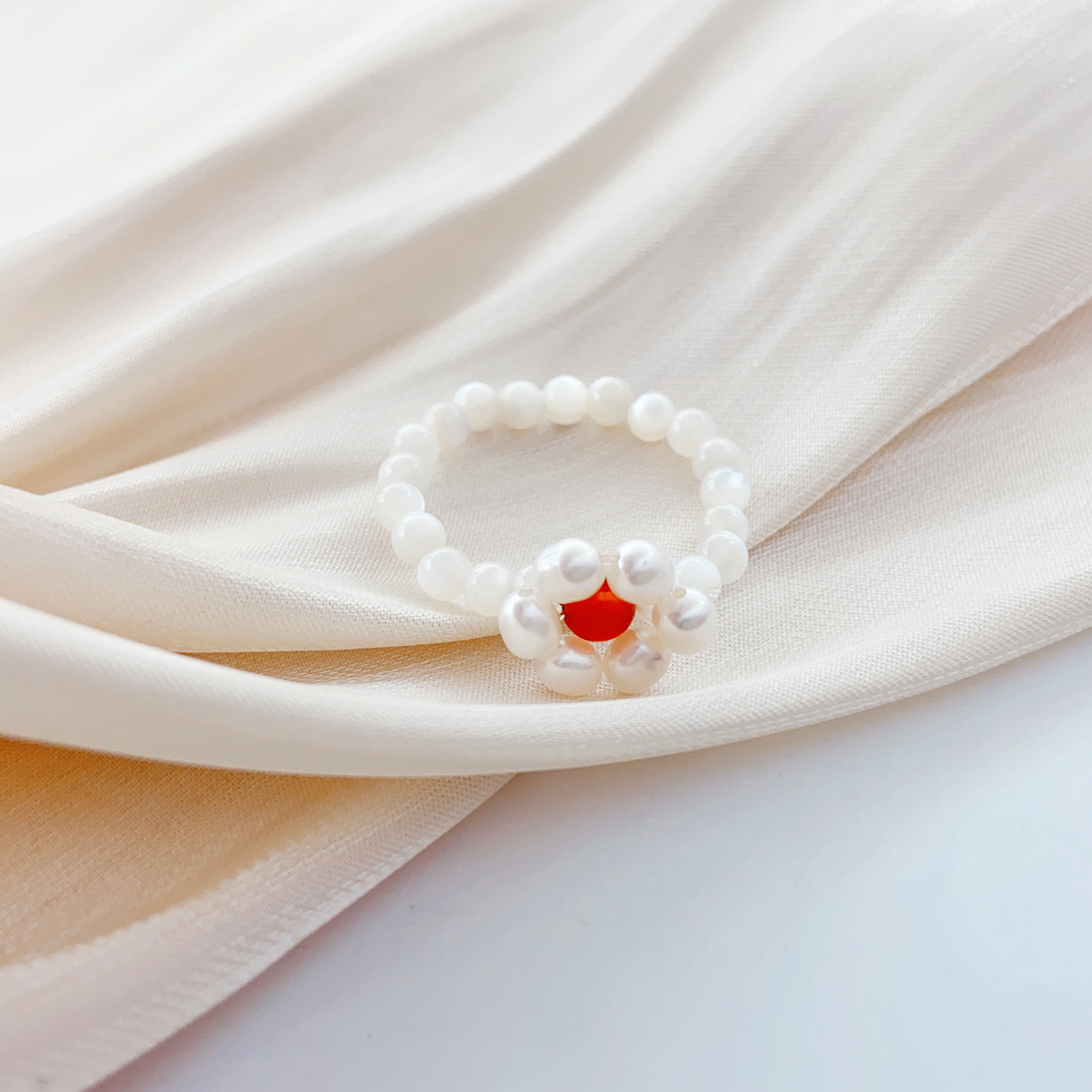 Freshwater Pearl Ring, Pink Sweet Pearl, Female Internet Celebrity Style, Fashionable And Sweet Style, Individual And Trendy Decoration Ring details Picture