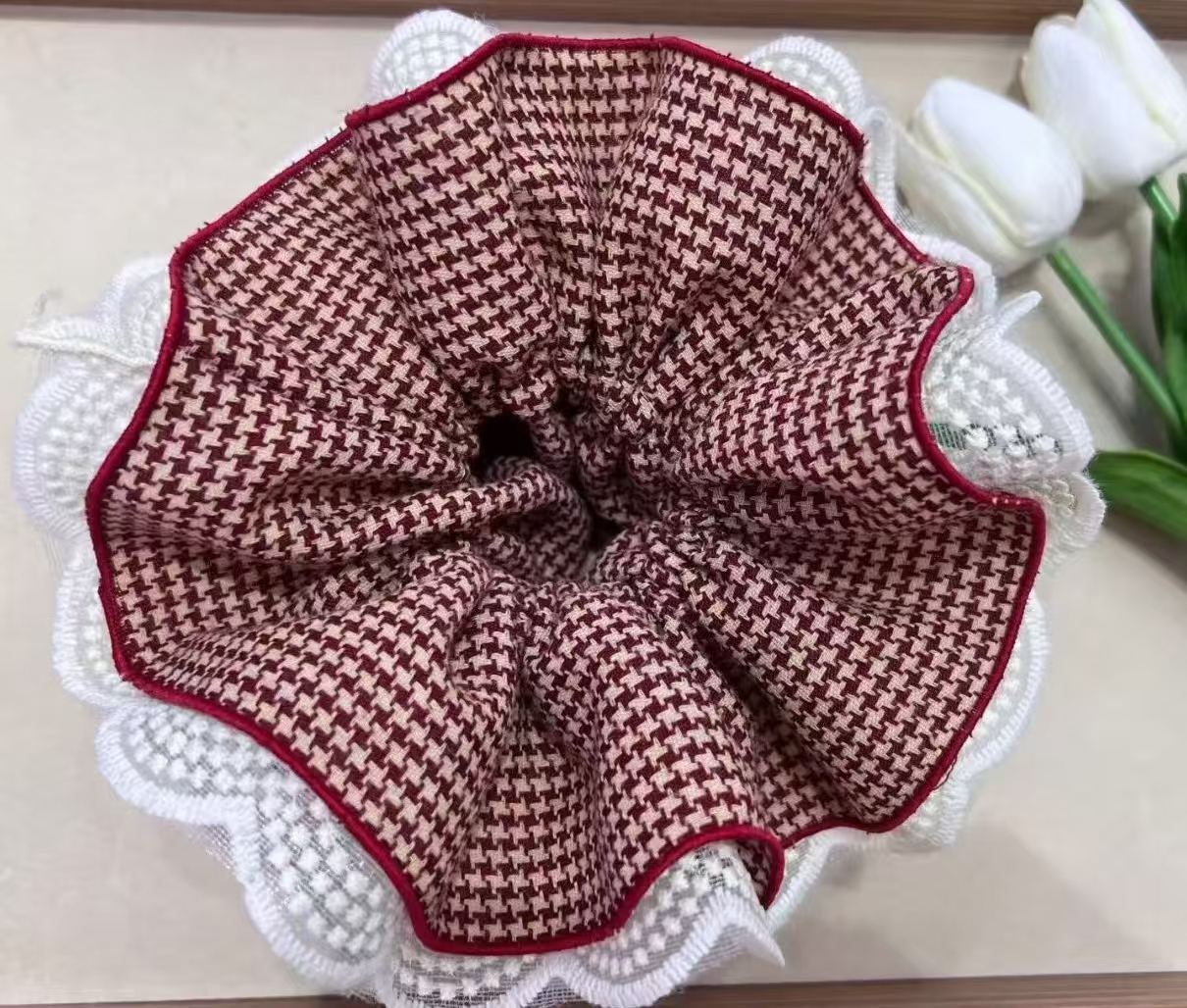 2025秋冬新款网红大肠发圈 ins风网红飘带发圈 高级感韩国东大门新款发格子绳 跨境发饰批发 细条纹印花涤纶头绳