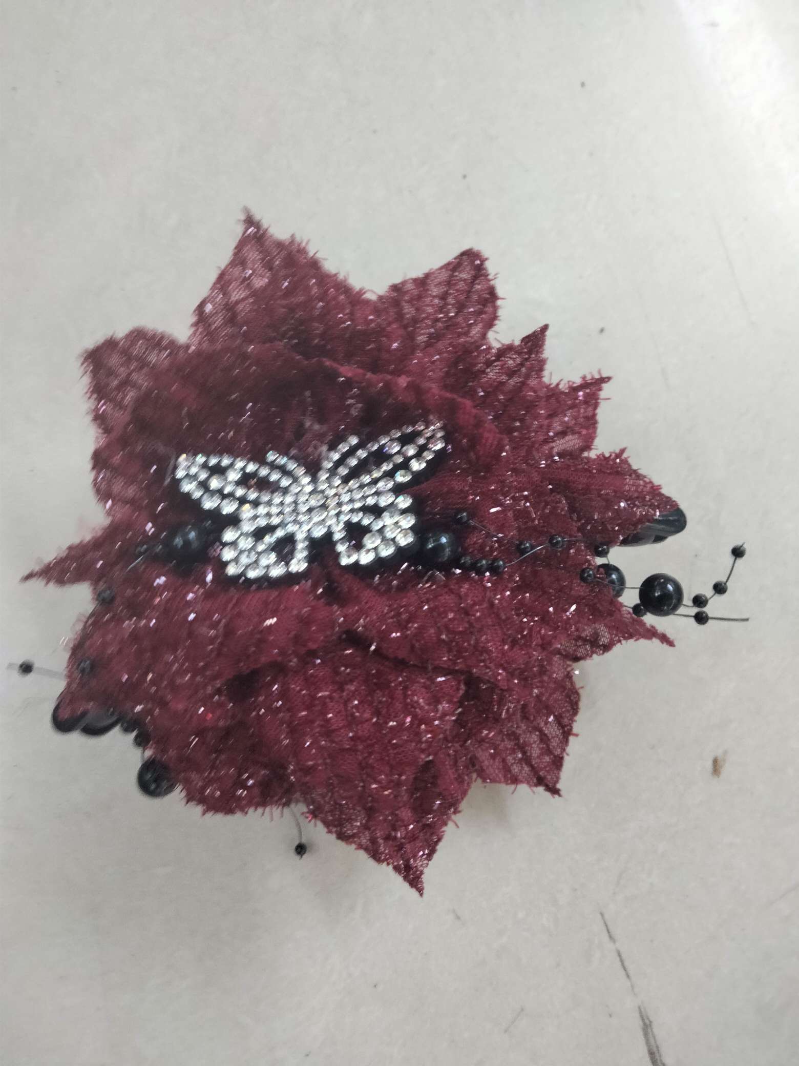 Girls' Spring Festival style flower tassel beaded hairpin, high appearance level butterfly light luxury hair accessory hairpin, high-end sense hair flower hairpin detail image 6