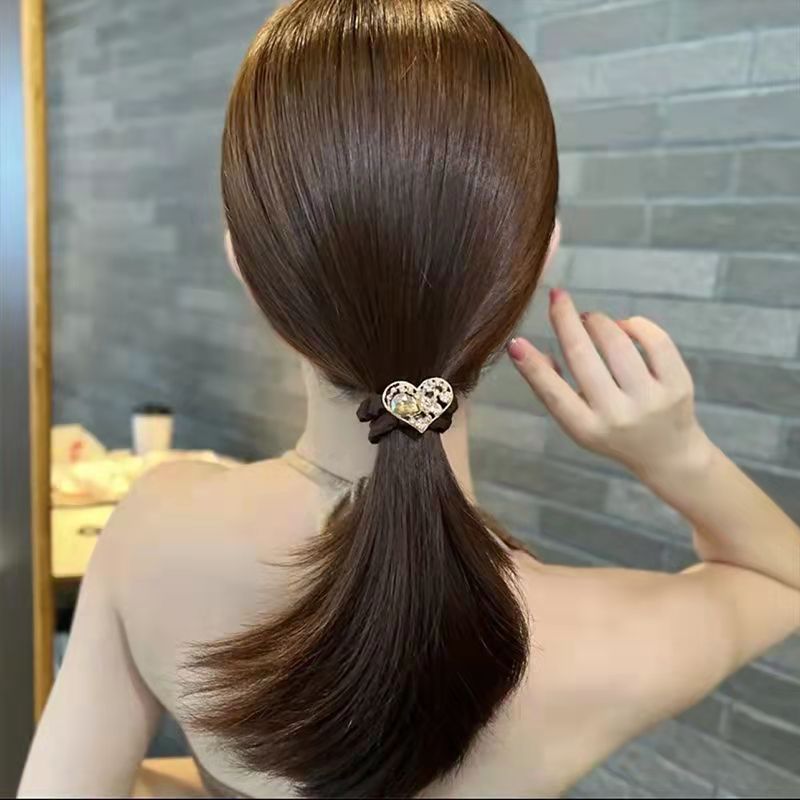 Korean version water diamond large intestinal hair band, elegant thick hair tie, hair accessory, bow, rubber band, geometric headwear, adult ponytail hair tie detail image 7