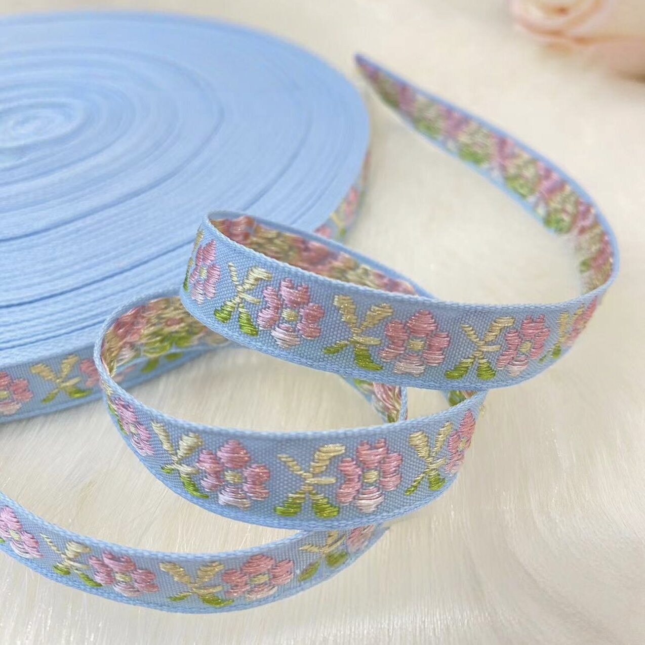 1.2cm, One Branch Flower, ethnic style embroidery, DIY, bow, ribbon, hair accessory, headwear, Hanfu, performance costume details Picture