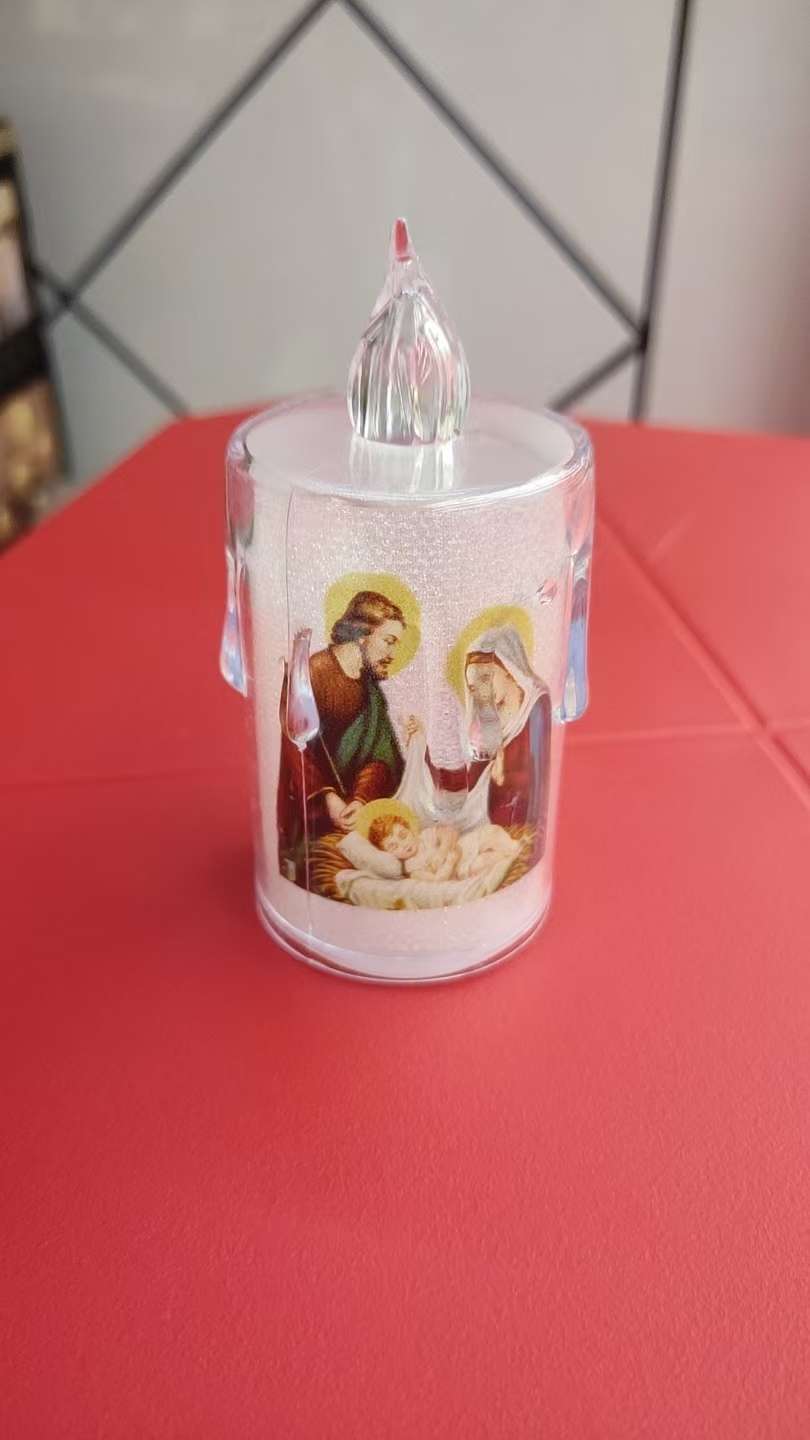 透明流泪带图片电子蜡烛，节日氛围装饰电子蜡烛