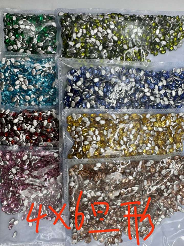 Nail art zircon beveled flat bottom three-dimensional super shiny accessory champagne sparkling nail mini diamond super decorative 4*6 rectangular wearable nail detail image 5