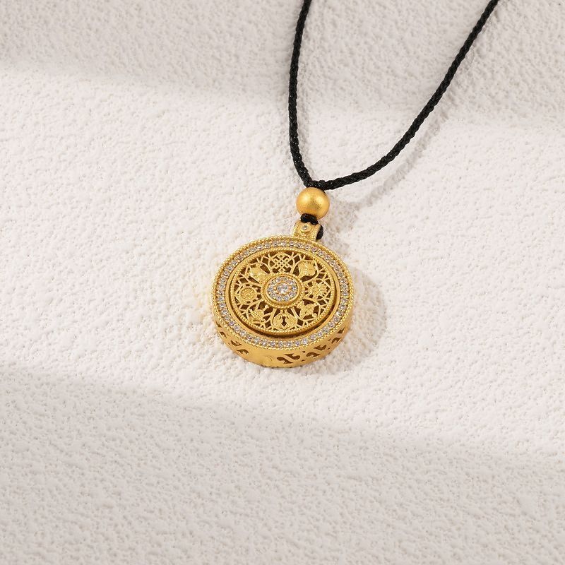 布艺古法锆石项链女士沙金饰品时尚个性项饰百搭简约女款首饰品18k金旋转罗盘饰品地摊展销会货源批发