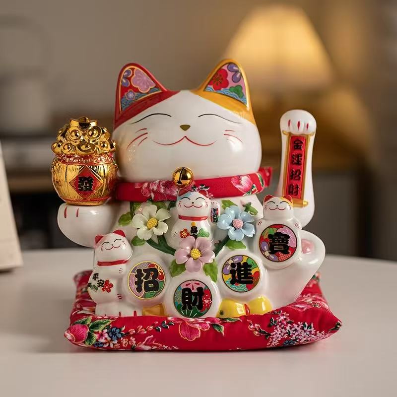陶瓷招财猫工艺品摆件装饰工艺招财猫