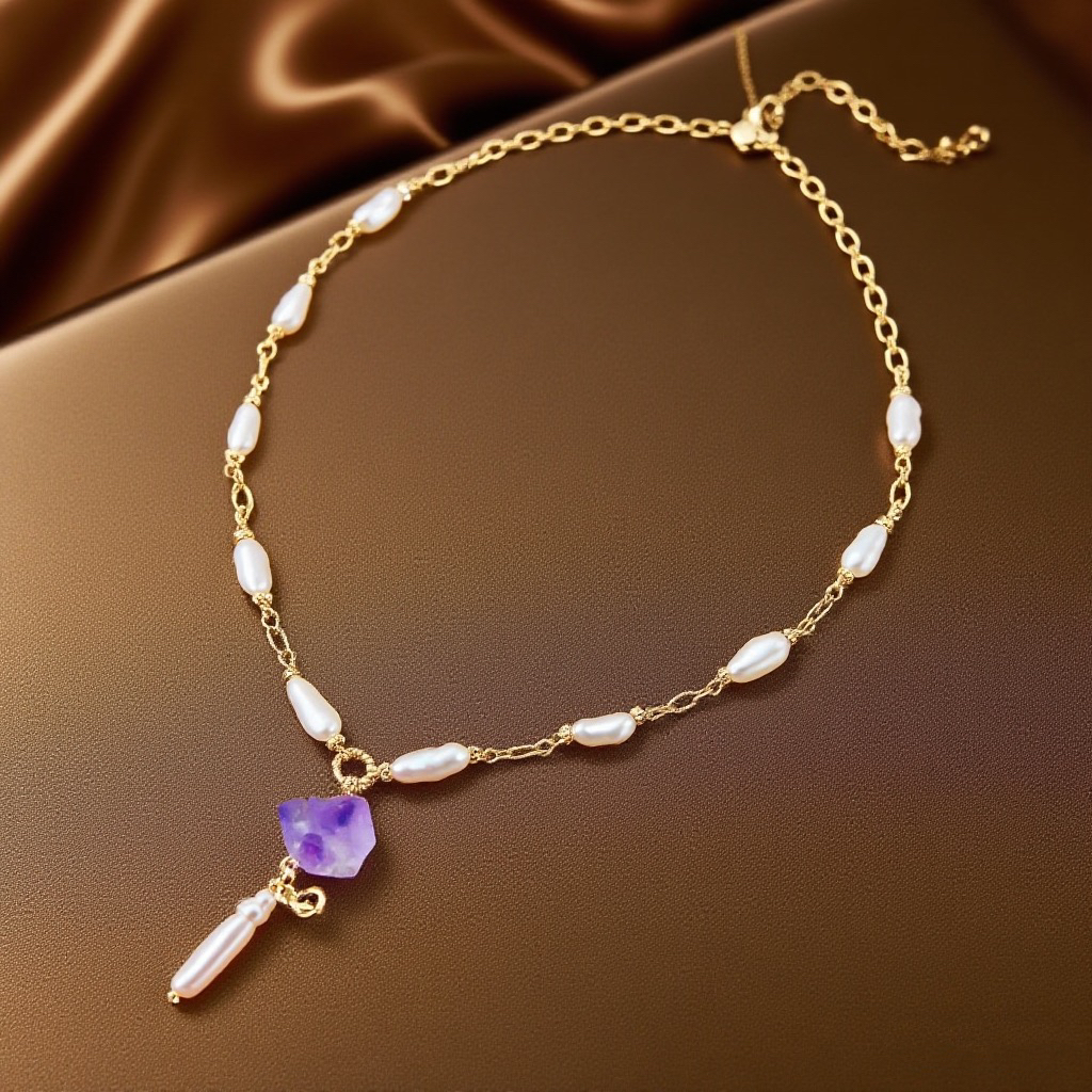 Natural freshwater pearl necklace jewelry is fashionable and versatile. It is a trendy gift for women's necklaces and suitable for daily wear by ladies Item Picture