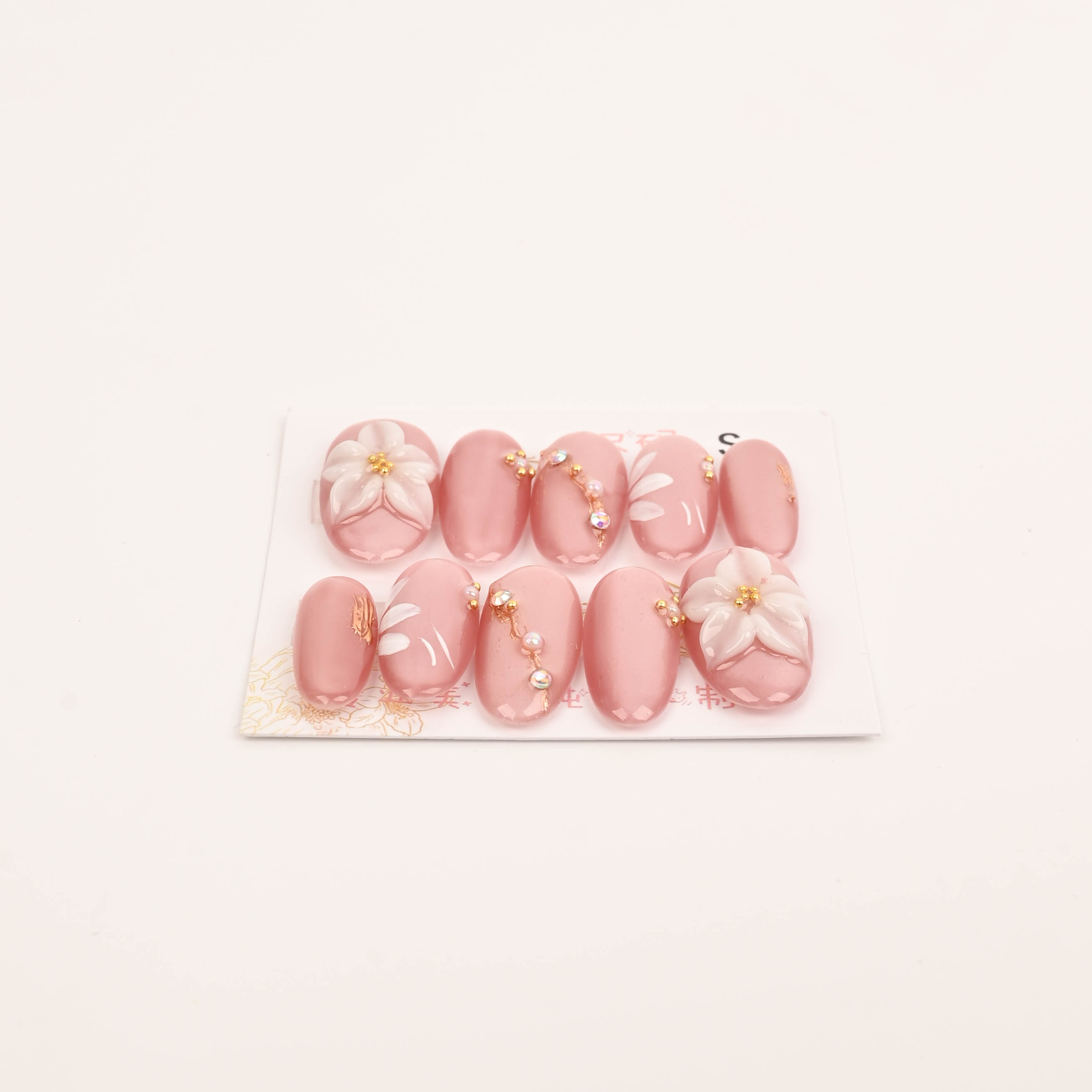 冰花魅影】蛇元素锆石钻高级清冷感猫眼纯手工穿戴甲美甲贴片混批白底实物图