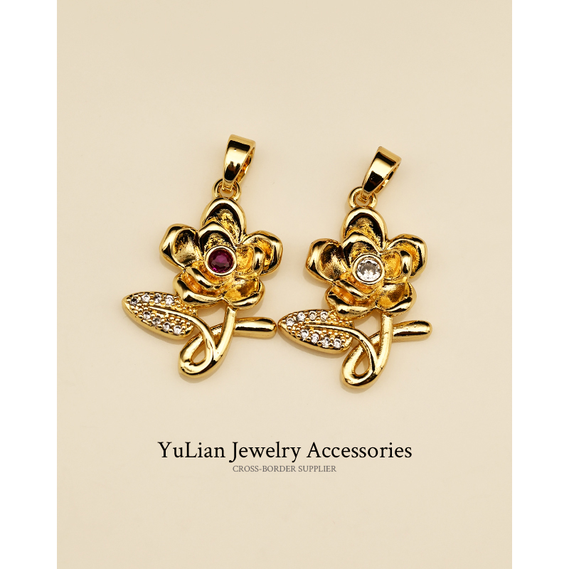 动物锆石跨境光面吊坠铜镀18K金