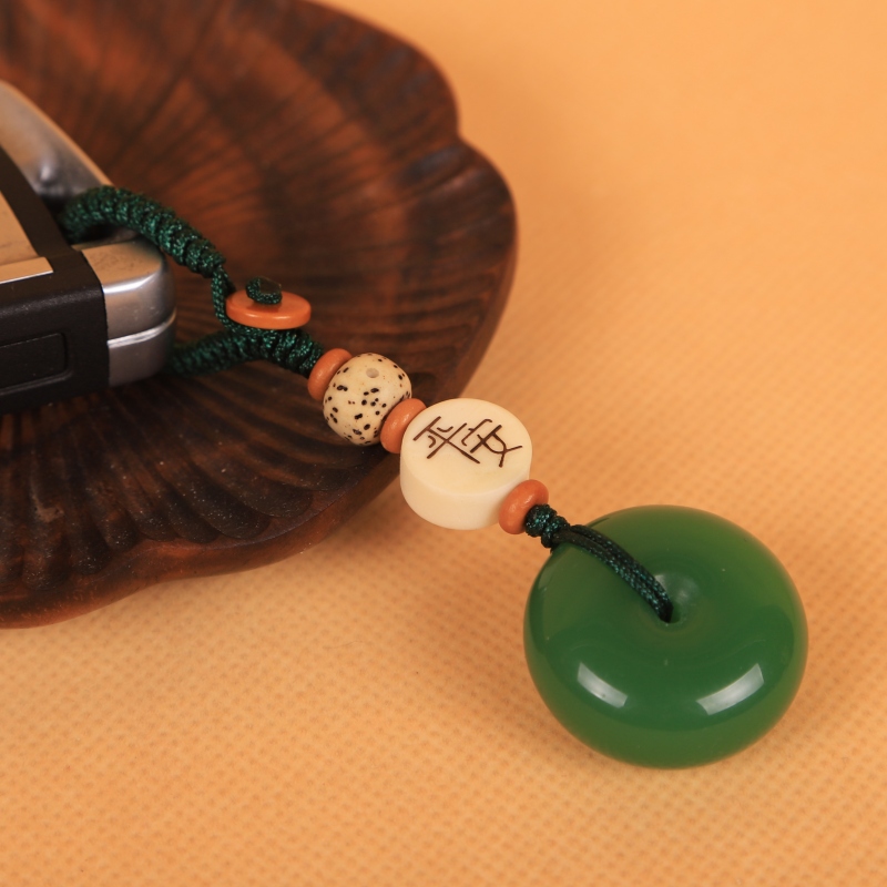 手工编织中国结玉石平安扣菩提果平安路路通车钥匙扣挂件挂饰品汽车用品