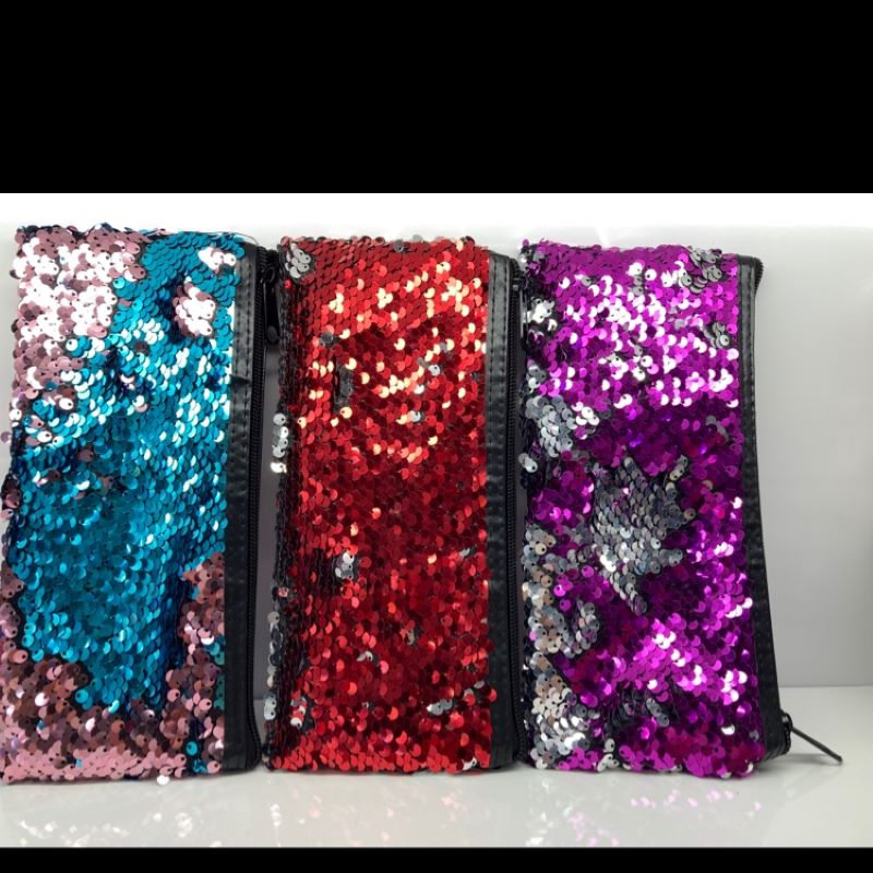 亮片文具袋美人鱼亮片扁笔袋网红笔1