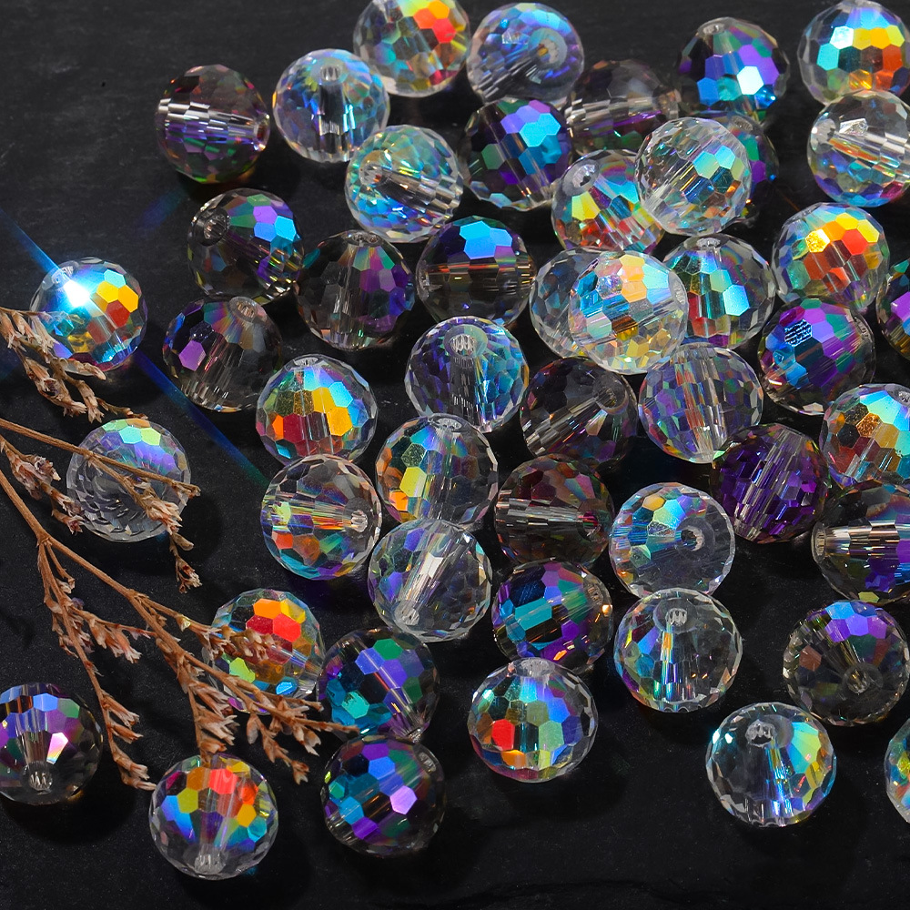 diy beading accessory materials, glass bead jewelry accessories, best-selling 96-sided ball beads, Aurora AB crystal beads, beading