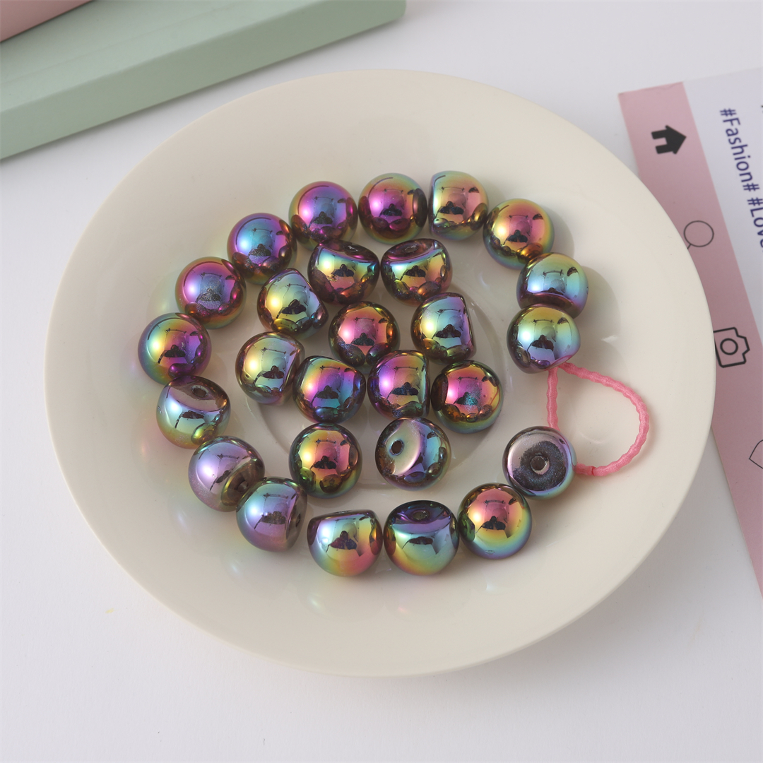 Chen Ming Acrylic Aurora semi-circular scattered beads, end beads, UV color single-hole beads, hair accessory and hair string material diy accessories Item Picture