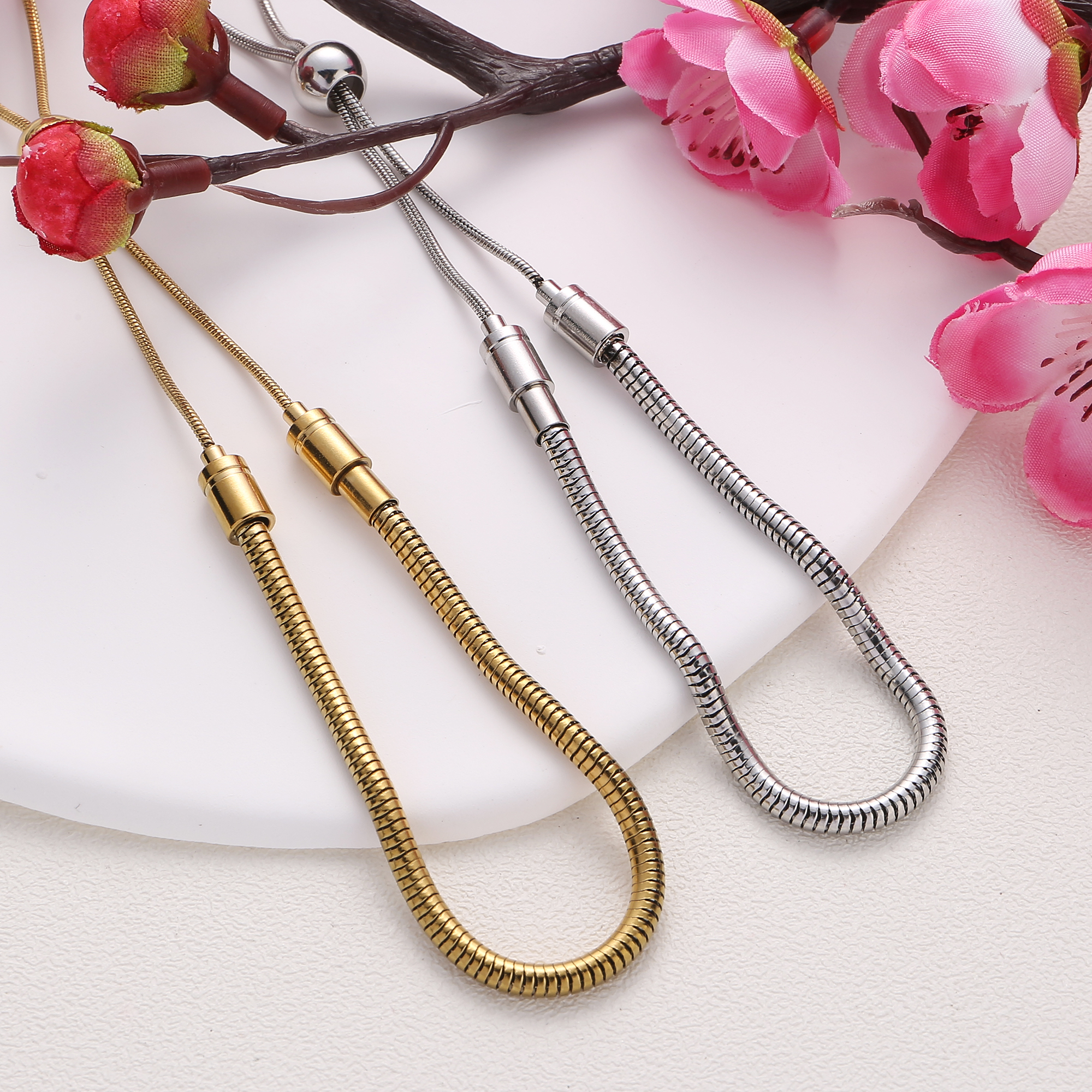 Panjiadora basic chain metal stainless steel waterproof and non-fading handcrafted jewelry men's and women's Pan-style tassel bracelets details Picture