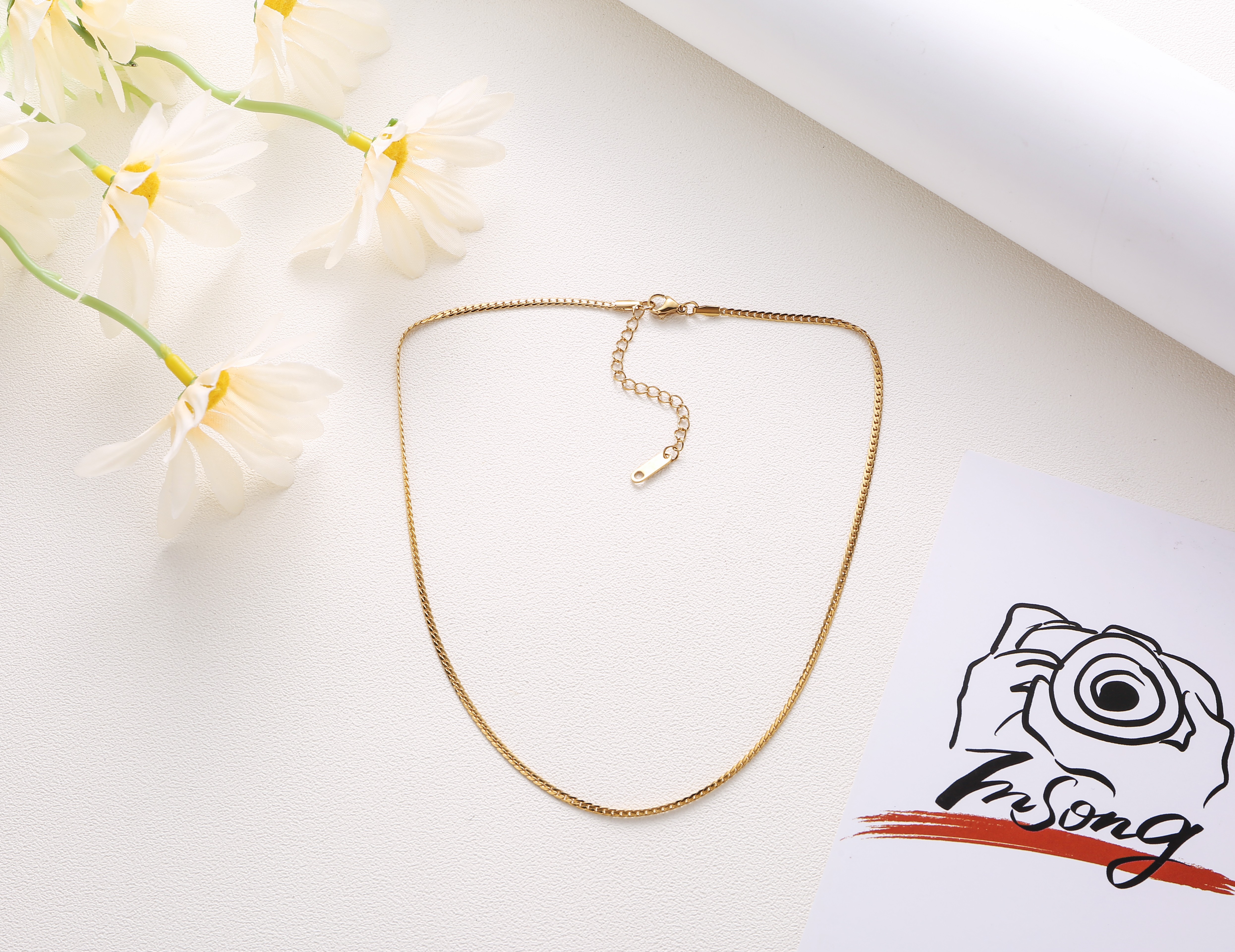 304 stainless steel Andi necklace, women's hip-hop whip chain, versatile, fashionable and simple collarbone NK chain, direct supply necklace from Yiwu, European and American necklace, stainless steel necklace Item Picture
