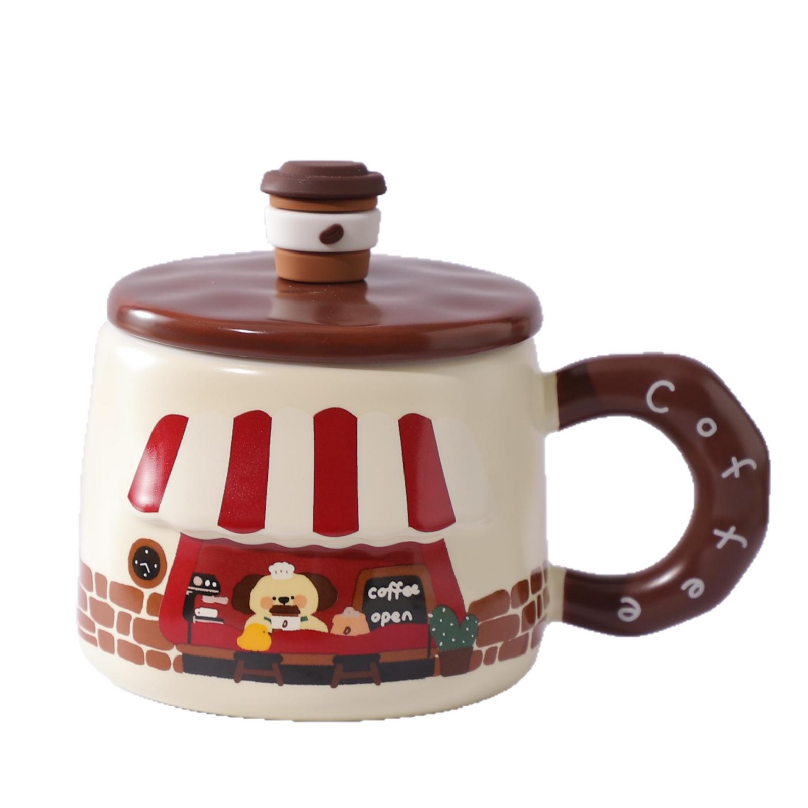 Dust-proof covered cartoon cute bear ceramic cup, high appearance level set, home souvenir gift, office mug pic 13