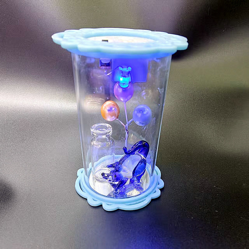 直筒8.5*6.5cm玻璃带灯摆件 金贝达瓷器水晶 7860-3322 拉丝玻璃工艺品摆件