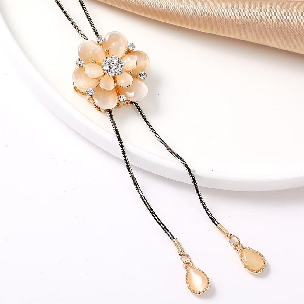 时尚银饰锆石项链18k金沙金项链项饰品百搭简约女款项链