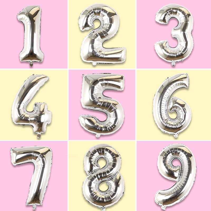 16寸银色数字铝膜气球11