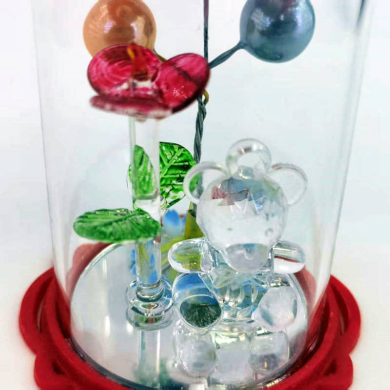 直筒8.5*6.5cm玻璃带灯摆件 金贝达瓷器水晶 7860-3319 拉丝玻璃工艺品摆件细节图