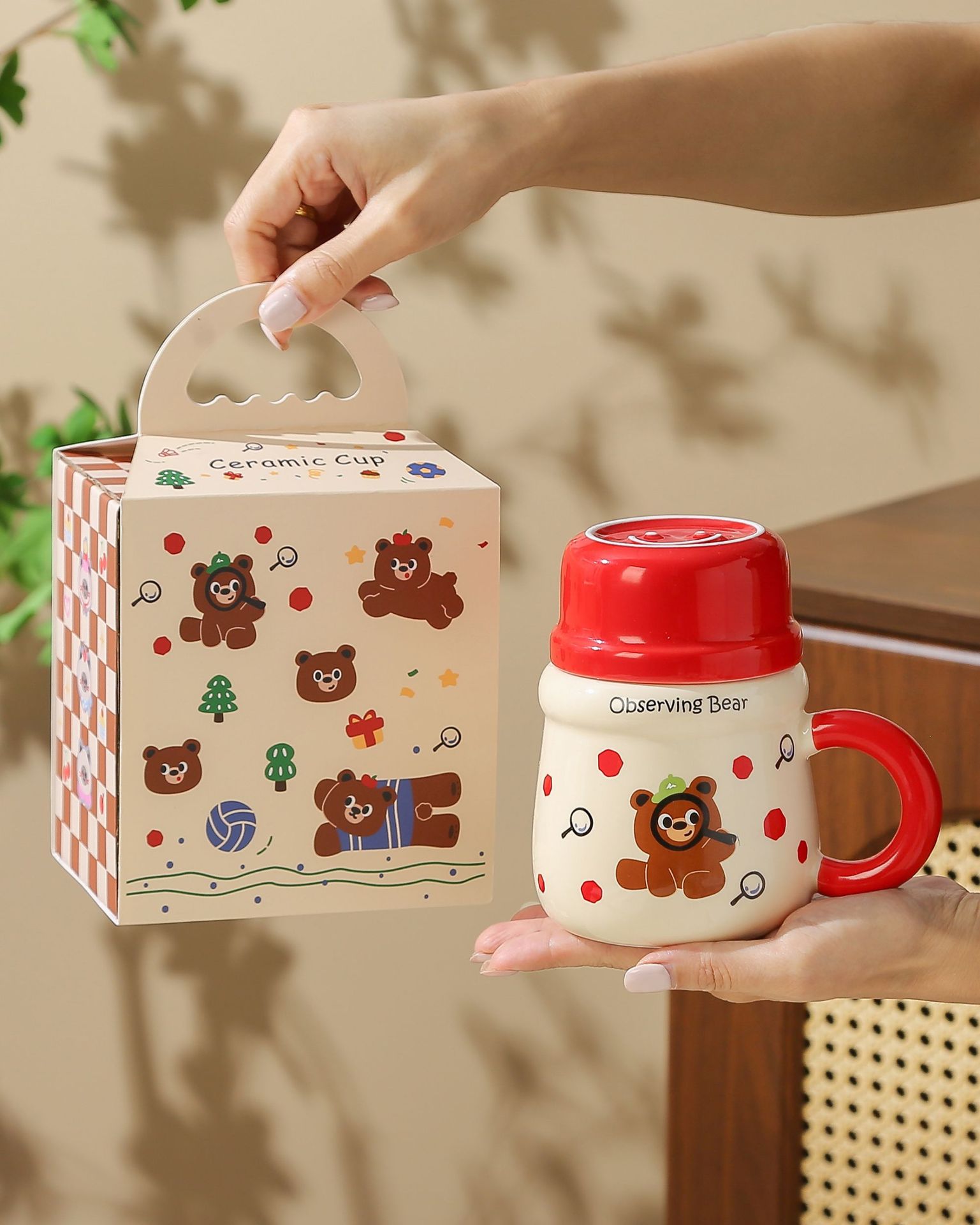 创意可爱小熊陶瓷杯大容量家用水杯高颜值马克杯女生礼物伴手礼详情5