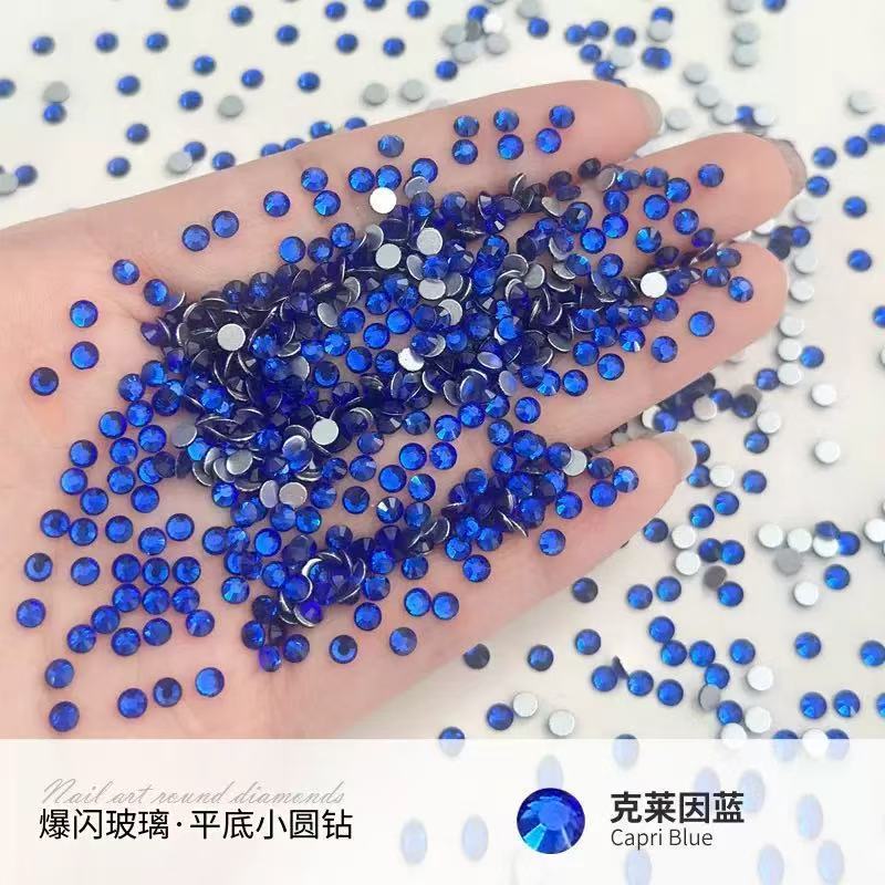 Sparkling King Fan with Diamond SS4 AB Bare Diamond Transparent Round Diamond Flat Diamond Aurora Iridescent Glass Nail Diamond Decoration Nail Sticker detail image 9