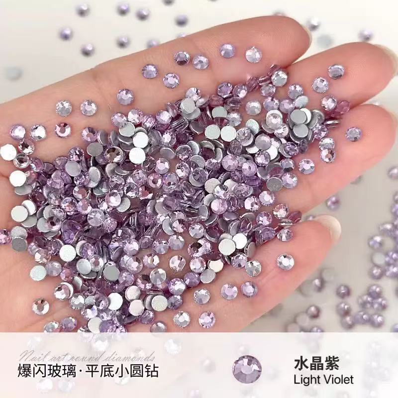 Sparkling King Fan with Diamond SS4 AB Bare Diamond Transparent Round Diamond Flat Diamond Aurora Iridescent Glass Nail Diamond Decoration Nail Sticker detail image 11