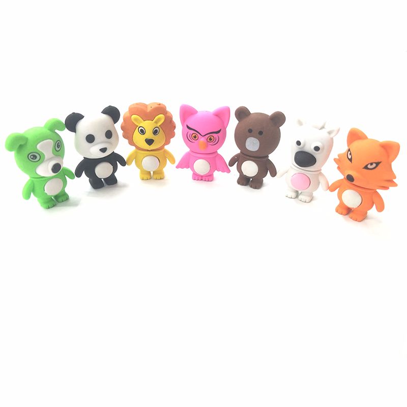 3D动物造型橡皮擦 学生用狮子熊猫等丛林动物橡皮1