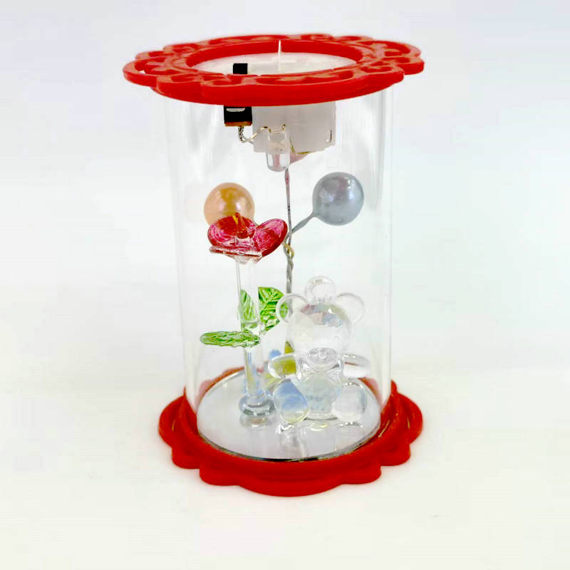 直筒8.5*6.5cm玻璃带灯摆件 金贝达瓷器水晶 7860-3319 拉丝玻璃工艺品摆件