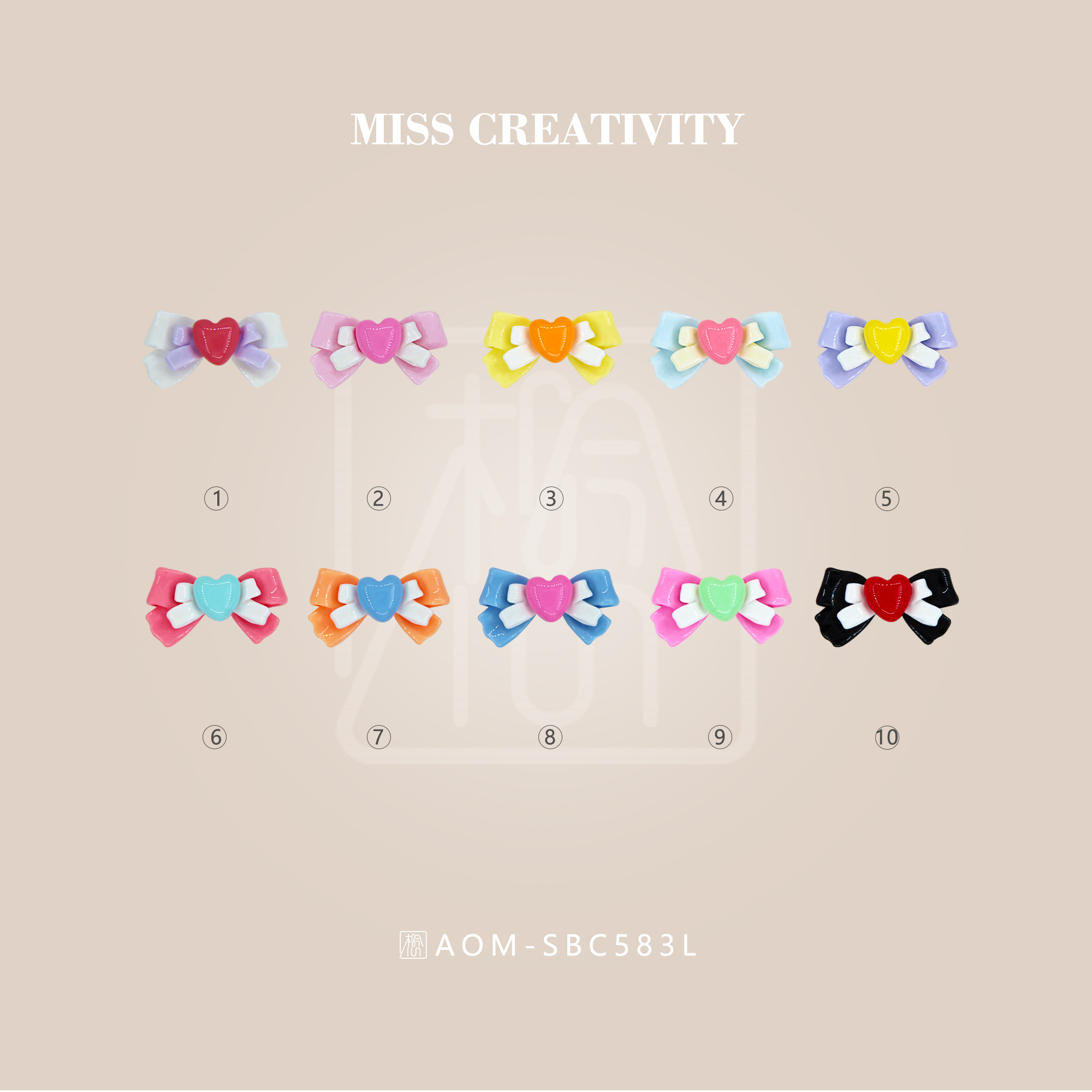 想念树脂彩色蝴蝶结文具笔盒贴片首饰手链项链戒指发饰饰品配件批发SBC583