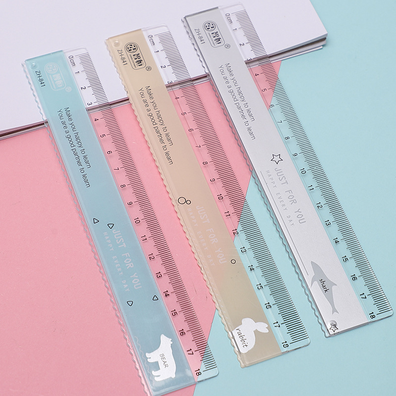18cm尺子波浪线热转印卡通直尺可爱儿童文具创意小学生学习用品1