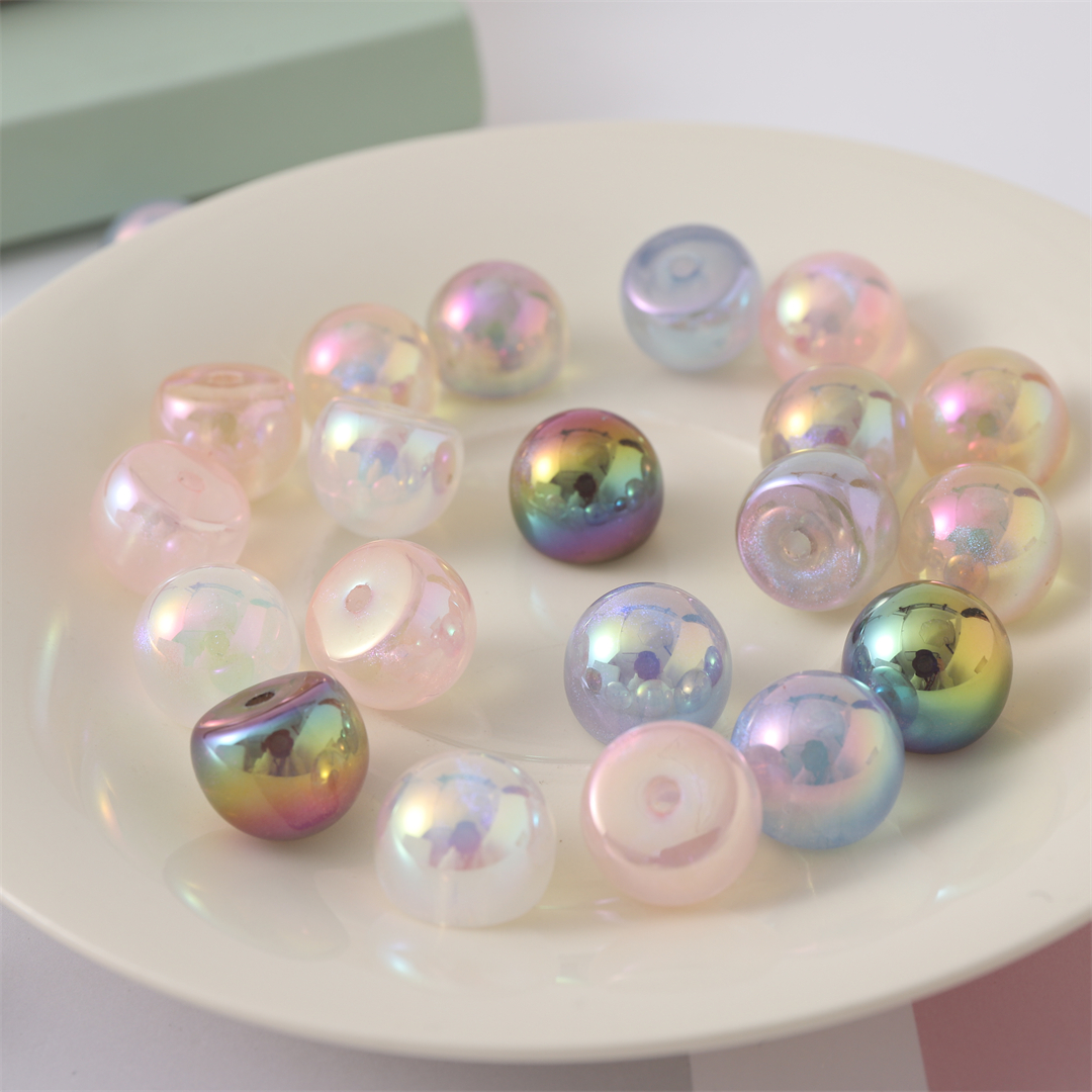 Chen Ming Acrylic Aurora semi-circular scattered beads, end beads, UV color single-hole beads, hair accessory and hair string material diy accessories Specification image