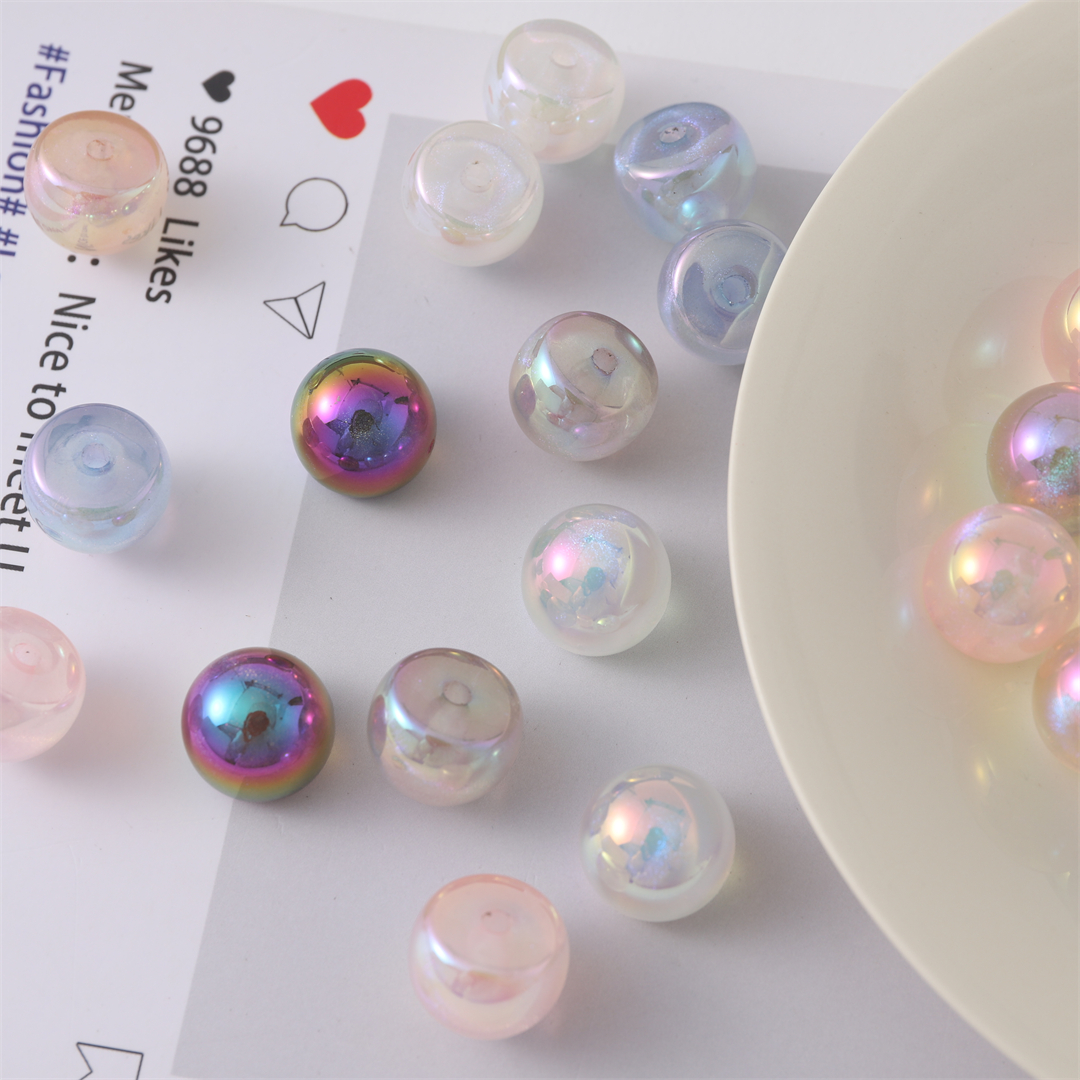 Chen Ming Acrylic Aurora semi-circular scattered beads, end beads, UV color single-hole beads, hair accessory and hair string material diy accessories Application Scenario