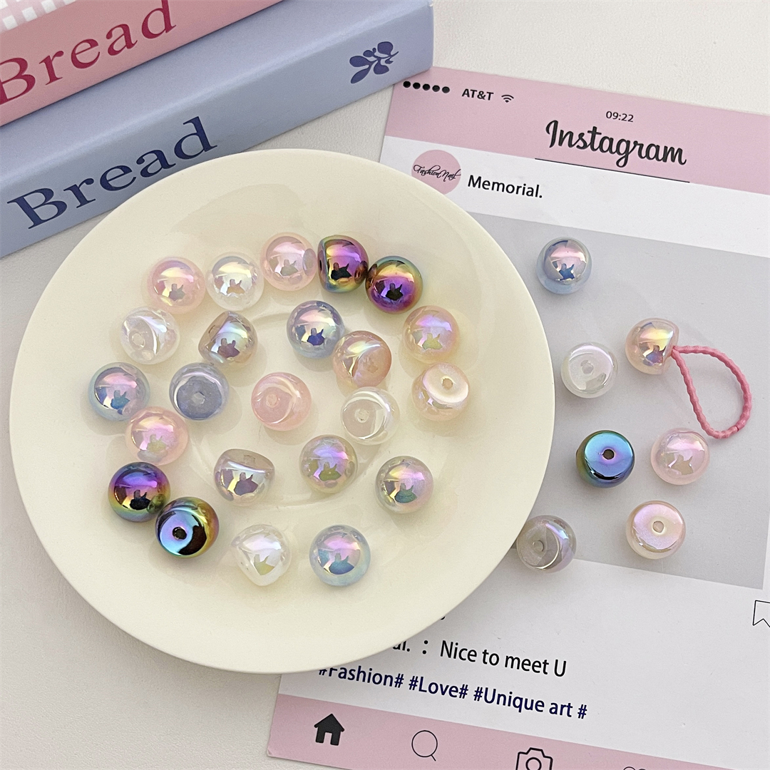 Chen Ming Acrylic Aurora semi-circular scattered beads, end beads, UV color single-hole beads, hair accessory and hair string material diy accessories