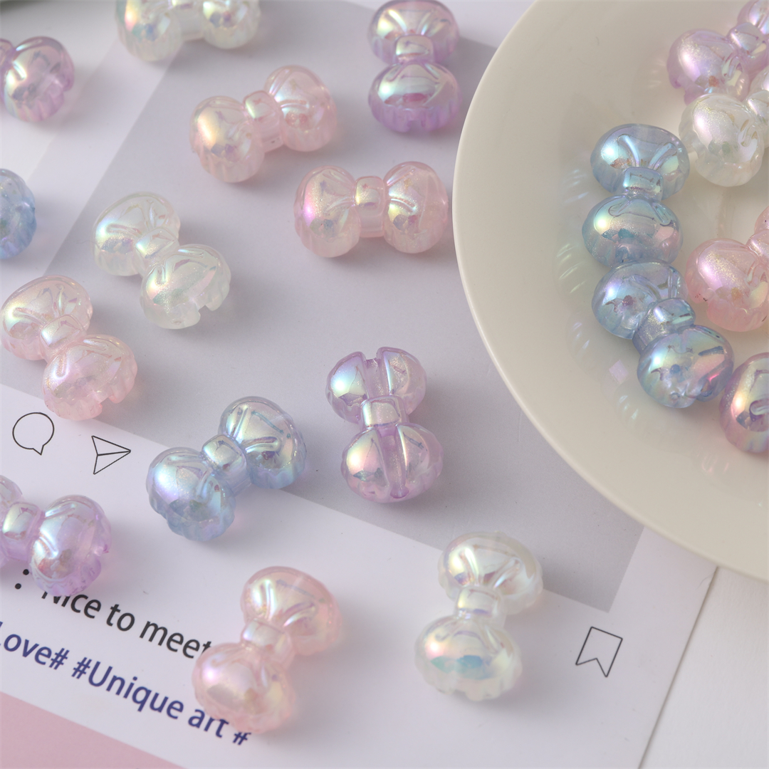 Chen Ming straight-hole bead acrylic starlight UV coated color bow scattered beads DIY children's hair accessory necklace material accessories