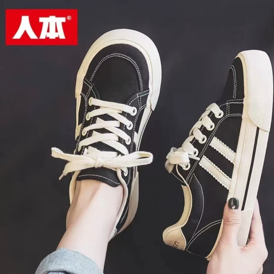Renben 2025 Breathable women's Canvas Shoes in black classic style +ins trendy colors (beige brown/beige black/Milan), a versatile daily accessory Specification image