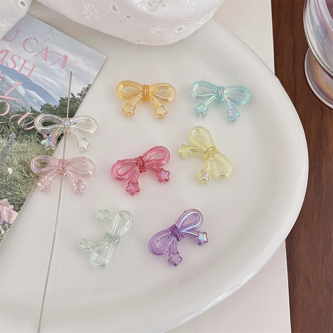 Acrylic transparent AB color-coated meteor tail bow vertical hole beaded DIY mobile phone rope keychain pen string accessories Item Picture