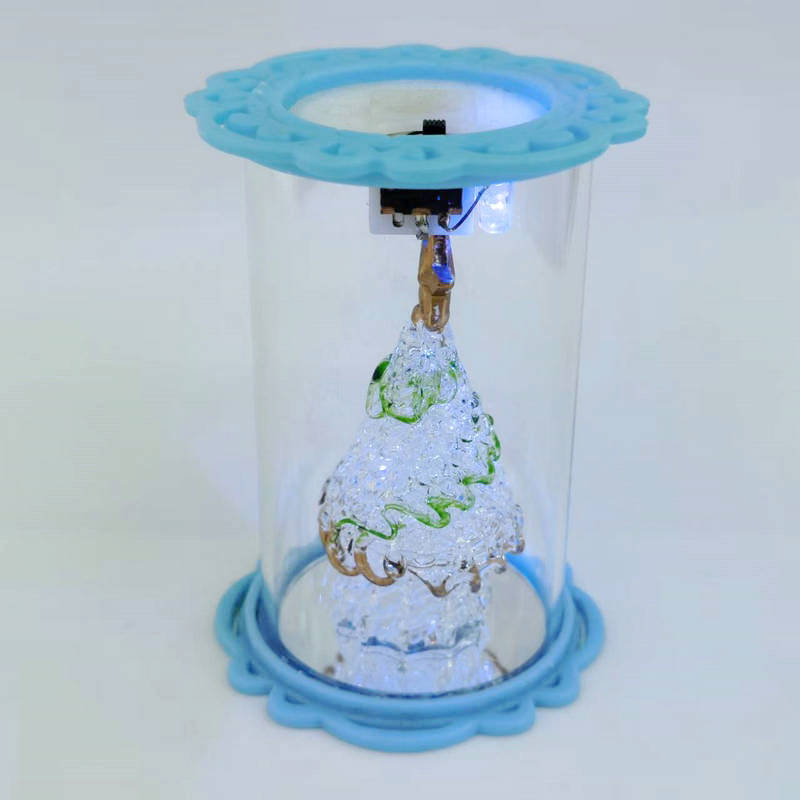 直筒8.5*6.5cm玻璃带灯摆件 金贝达瓷器水晶 7860-3318 拉丝玻璃工艺品摆件