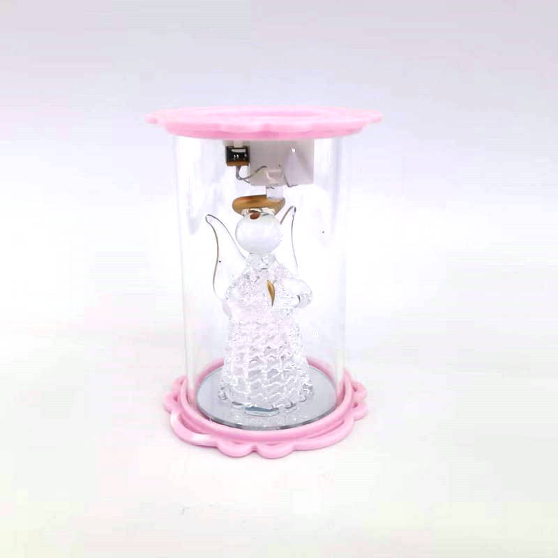 直筒8.5*6.5cm玻璃带灯摆件 金贝达瓷器水晶 7860-3320 拉丝玻璃工艺品摆件产品图