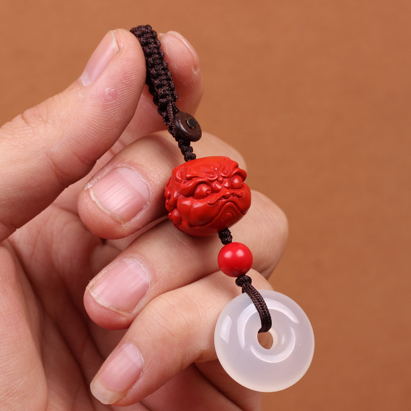 手工编织中国结朱砂貔貅平安扣路路通车钥匙扣挂件挂饰品汽车用品