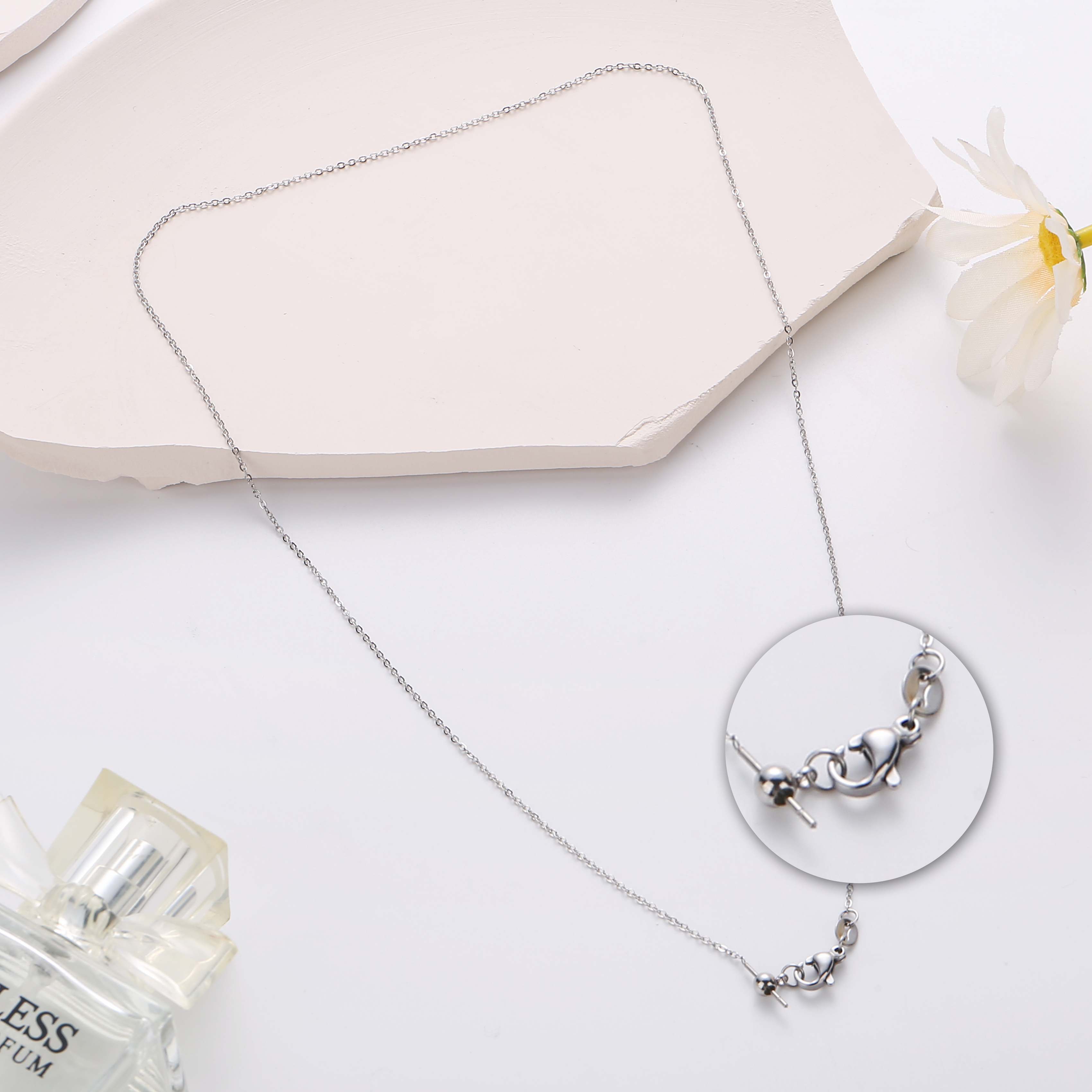 Korean chain S925 K-gold-plated DIY necklace, O-shaped chain, universal pin, adjustable positioning, beaded and collarbone chain Specification image